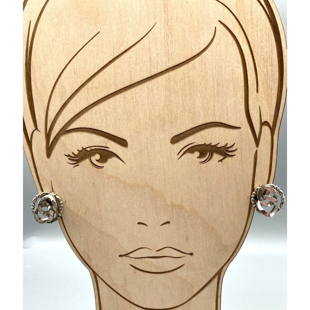 Unique Industrialist Punk Earrings, Silver Tone Chunky Utility Interlocking Link